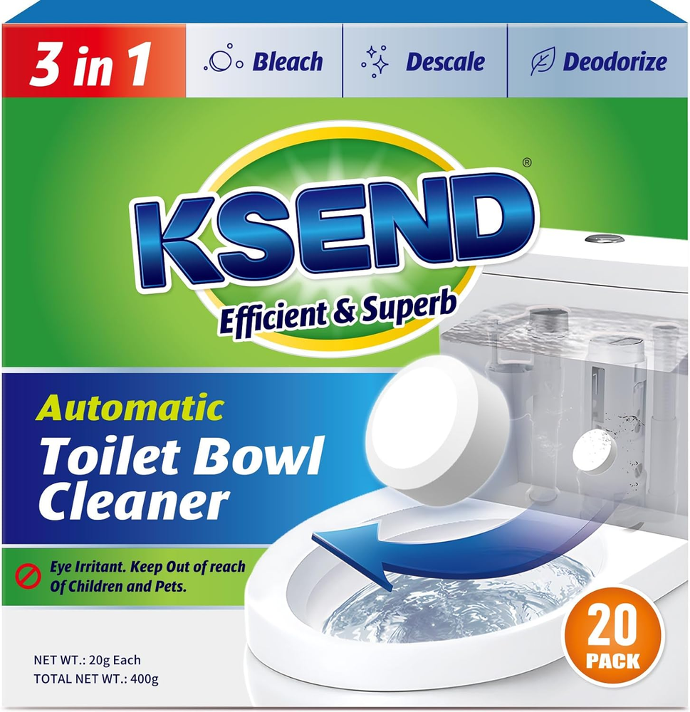 20-Pack Automatic Bleach Toilet Bowl Cleaner Tablets for Stain Removal