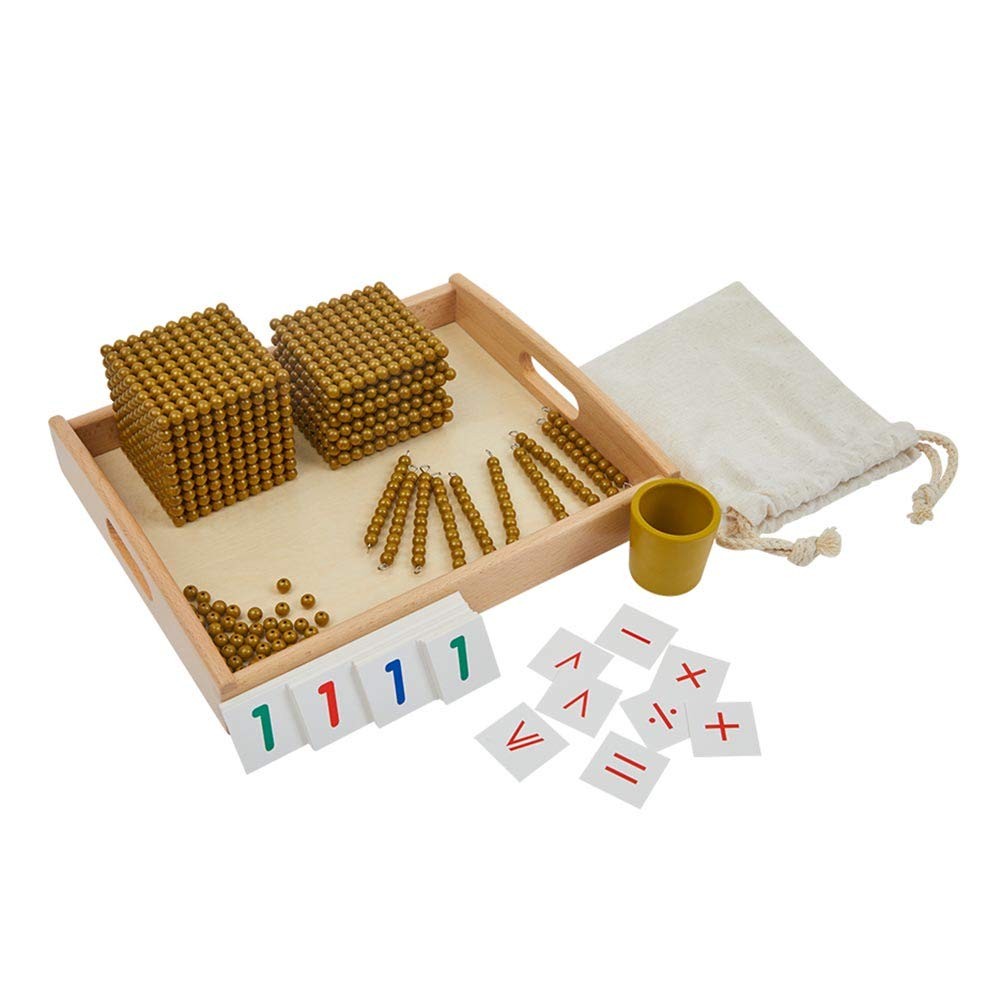 Montessori Math Beads and Cards Set for Toddlers Golden Beads Counting Materials