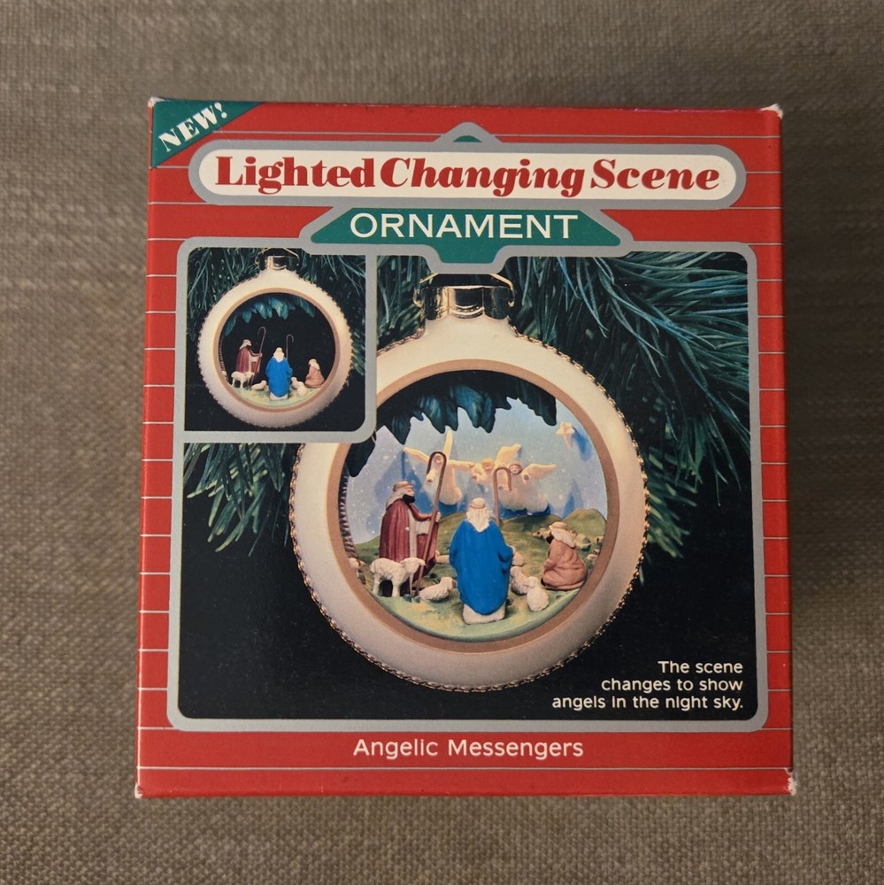 1986 Hallmark Angelic Messengers Light-Up Nativity Scene Ornament