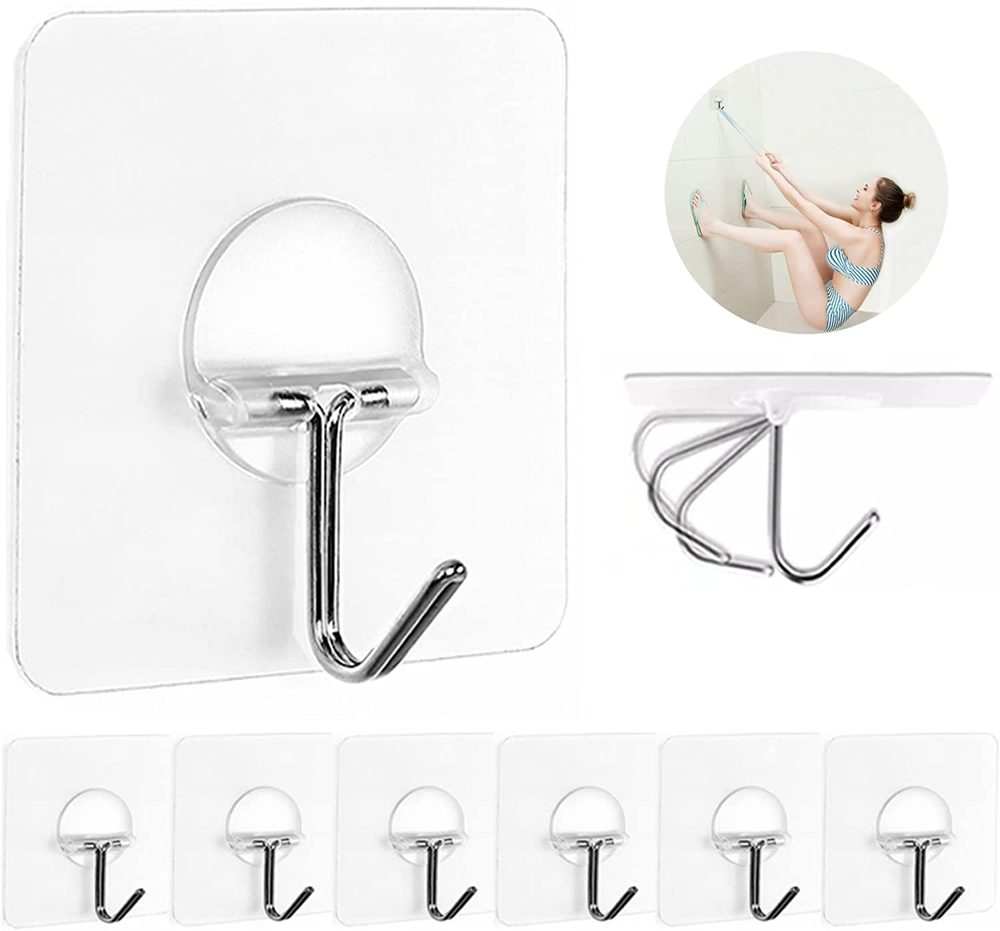 Heavy Duty Waterproof Transparent Adhesive Wall Hooks for Towels and Coats