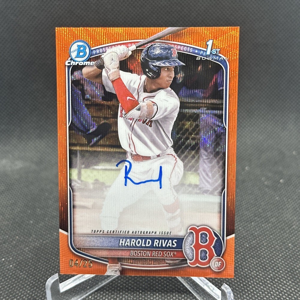 2025 Bowman Chrome HAROLD RIVAS 1ST CHROME Auto Orange Wave  Refractor #'d /25