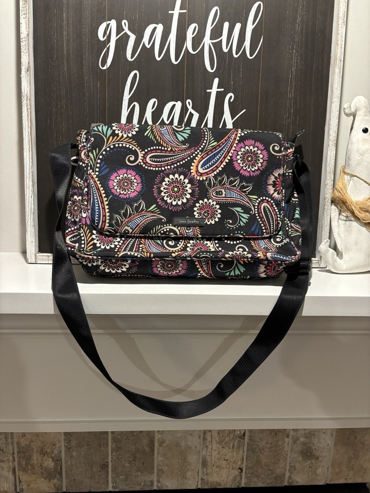 Vera Bradley Black Paisley Messenger Bag for Women  