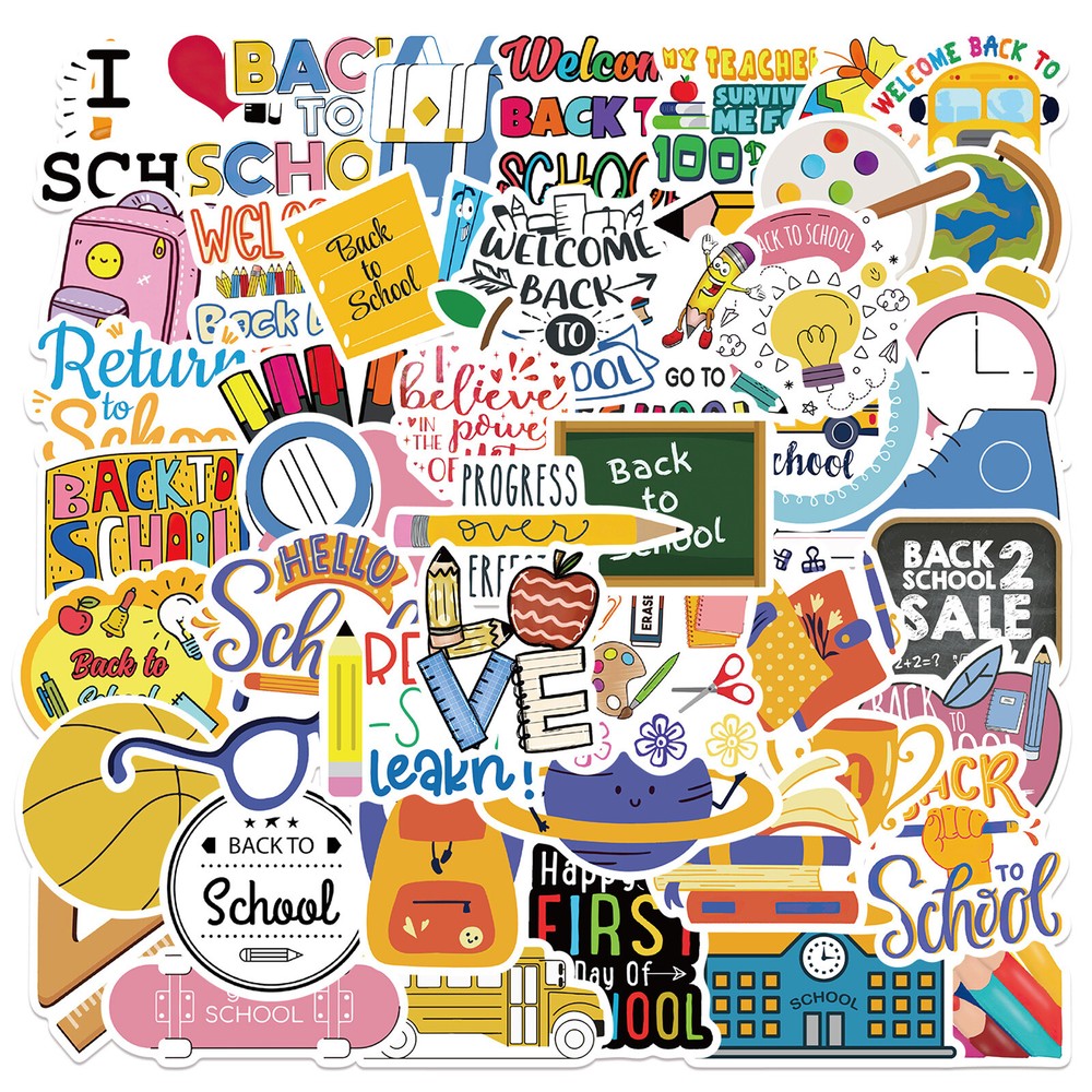 50Pcs Back to School Stickers for Notebook Guitar Laptop Luggage Phone Graffiti-image