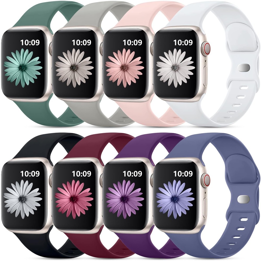 DaQin 8 Pack Sport Bands Compatible with Apple Watch Band 40mm 38mm 41mm 42mm 44