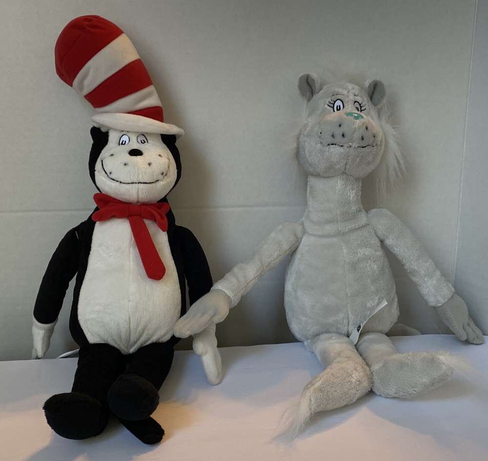 Lot of 2 Kohls Cares Dr. Seuss Character Plush Lot  Cat In The Hat And Natch.21”
