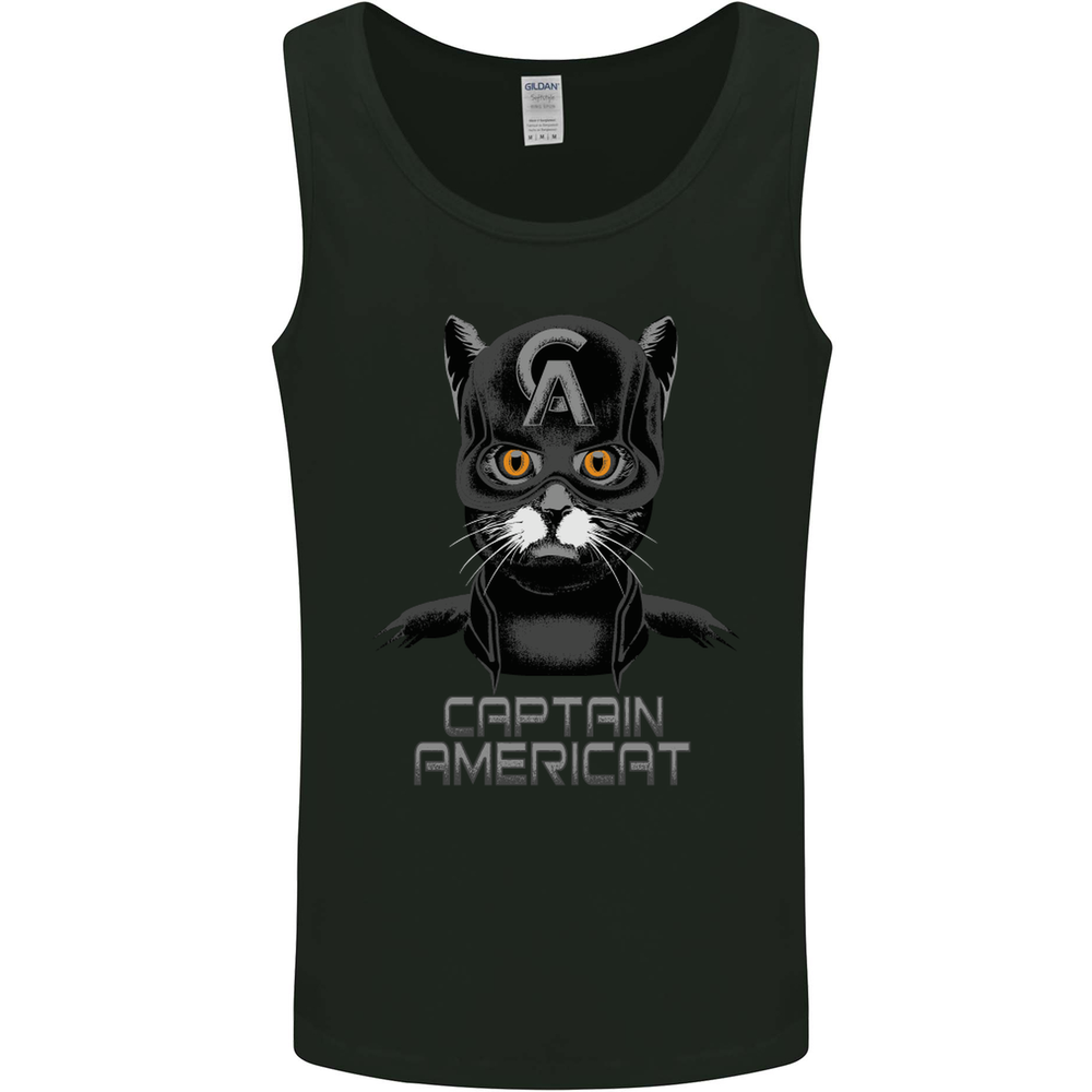 Captain Americat Funny Superhero Cat Mens Vest Tank Top