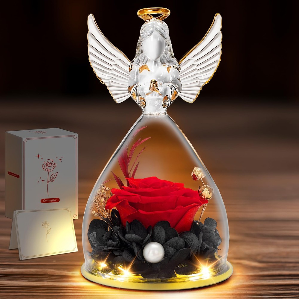 Mothers Day Gift for Mom Preserved Real Red Rose in Glass Dome-image