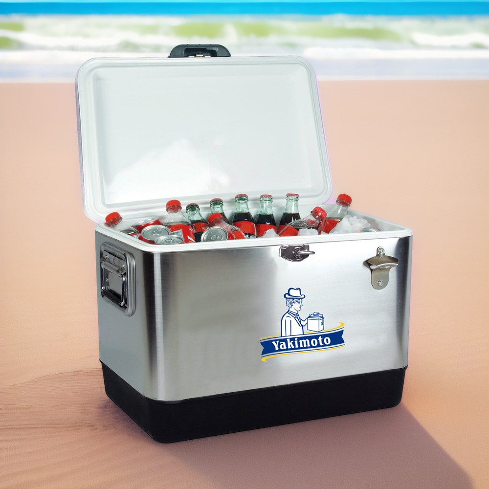 Yakimoto 54QT Outdoor stainless steel Cooler for Car Ice Beer Beverage Chest