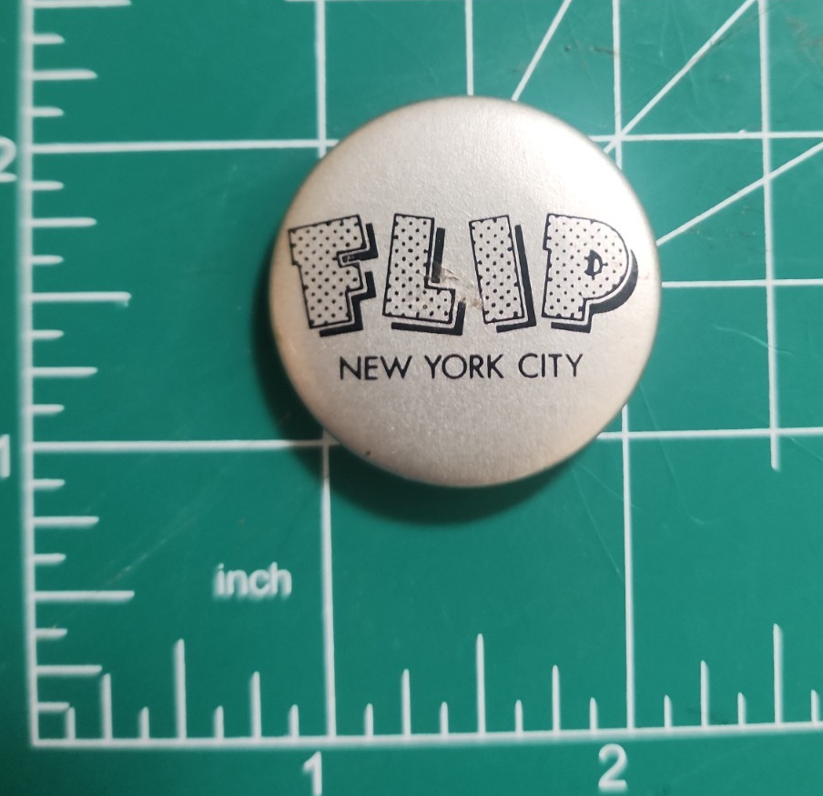 FL!P New York City Vintage Clothing Store Pinback Button – East Village NYC