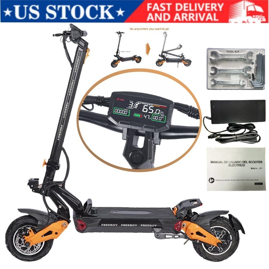 60V 6000W Off-Road Electric Scooter for Adults - 11in Foldable Dual Motor 30AH