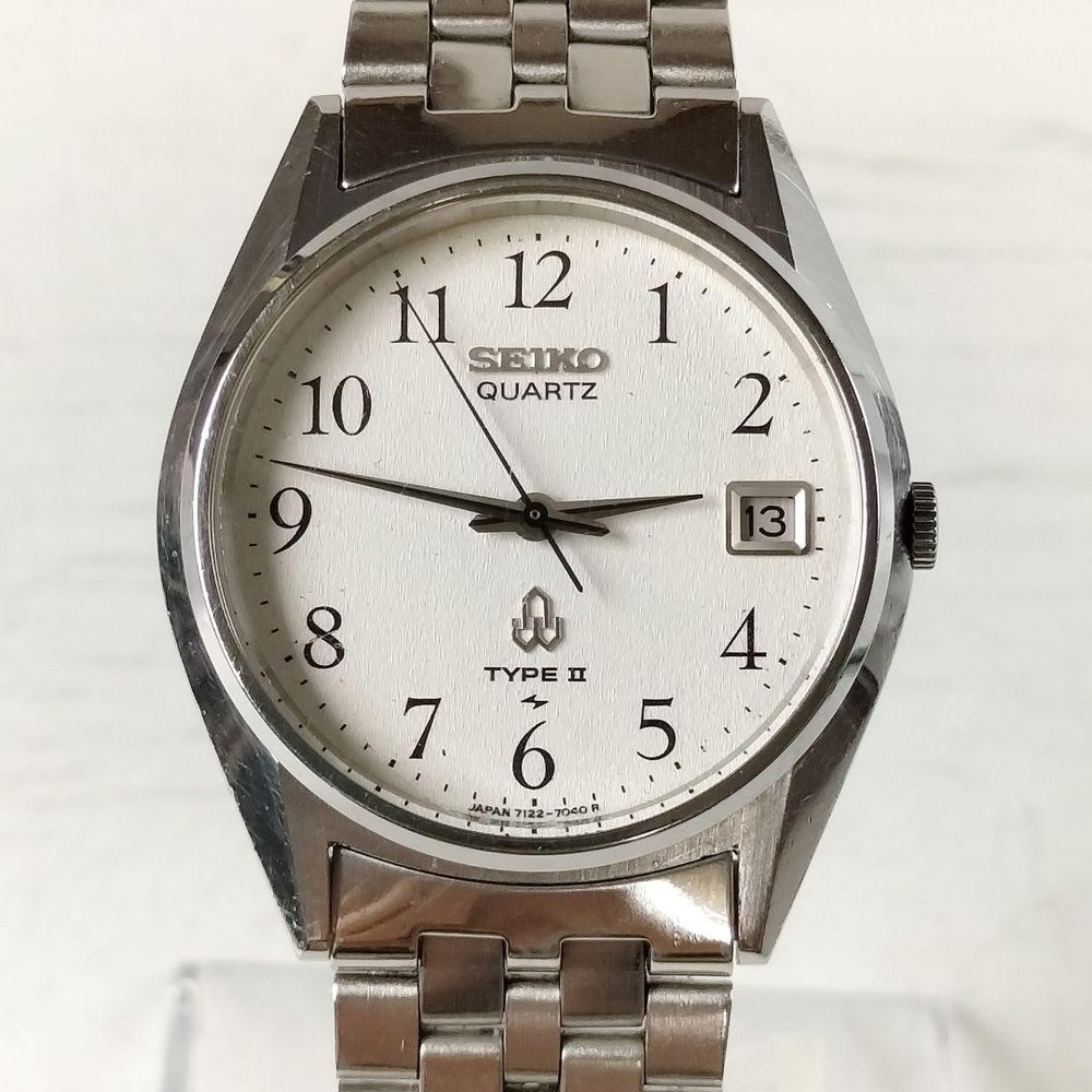 Seiko Type2 7122-7020 Arabic Numeral Quartz Watch Fully Functional