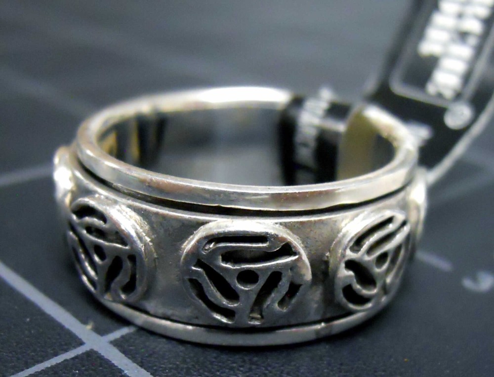 45 RPM Record Adapter Insert Spinning Turntable DJ Ring STERLING SILVER Spindle