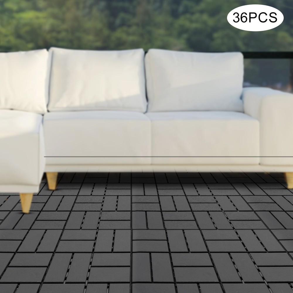 36-Piece 12x12 Inch Interlocking Deck Tiles for Outdoor Patio Flooring