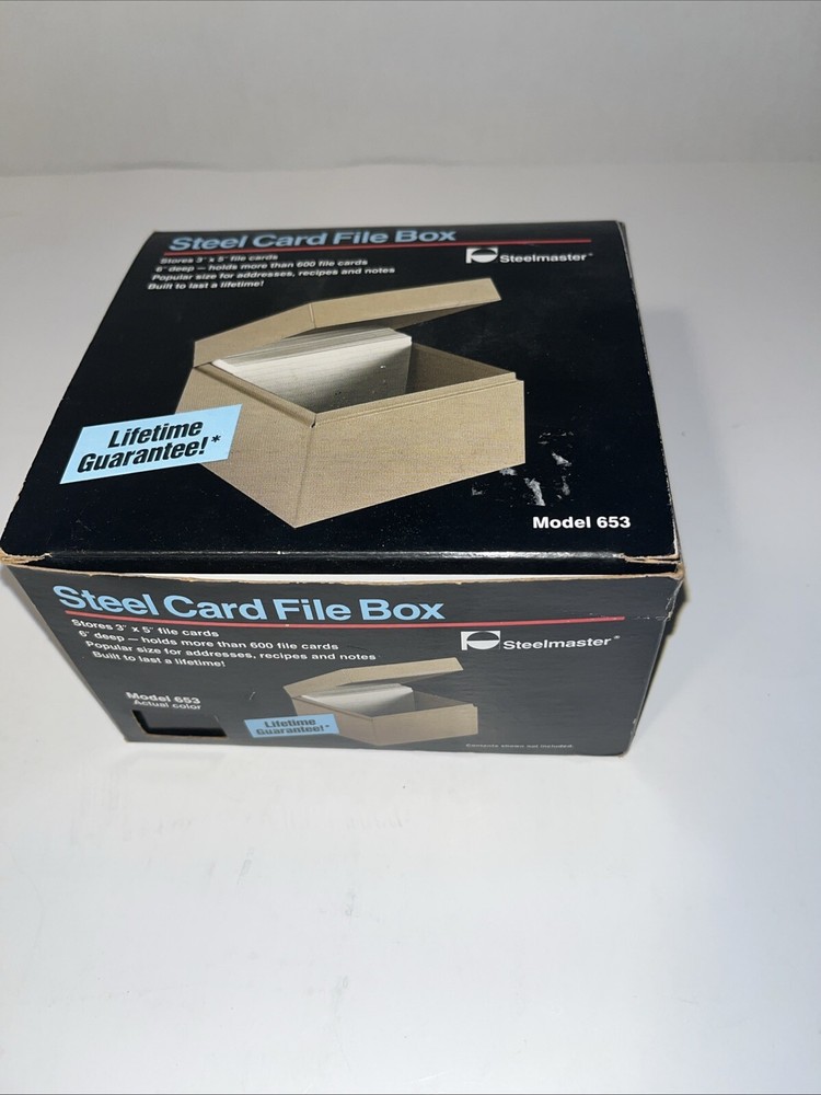 Steelmaster Steel Card File Box Model 653 Black New