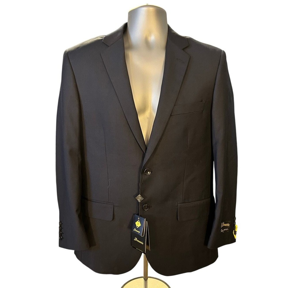 NWT Demantie Dark Blue Two Button Front Silk Lined Sports Coat Size 38S