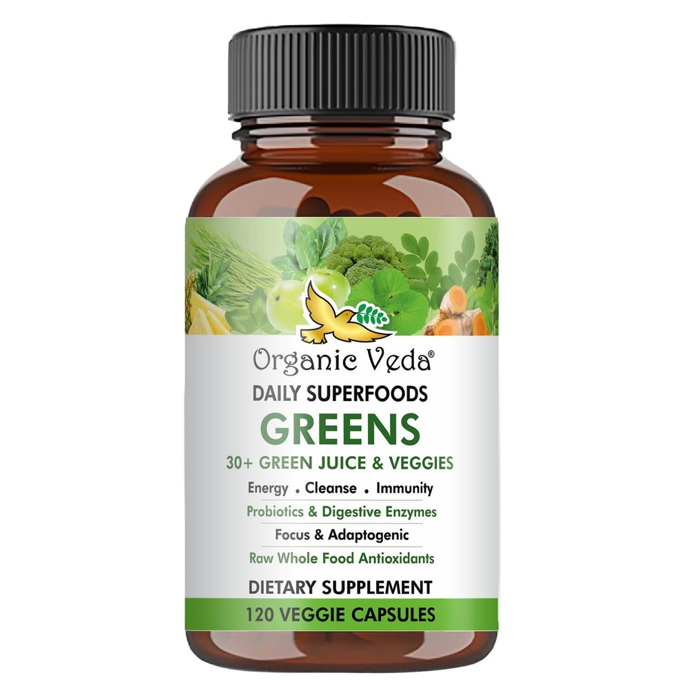 Superfoods Greens Capsules with 30+ Super Green Juice and Veggie Blend