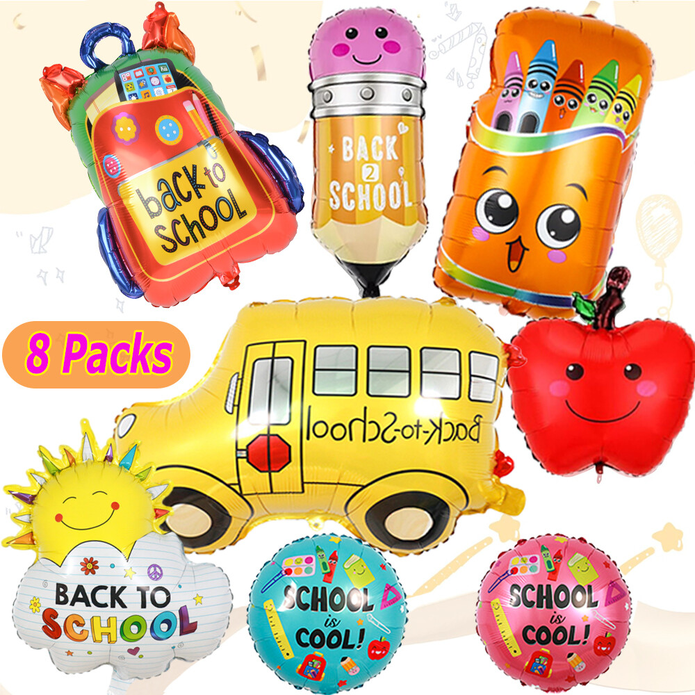 8pcs Back to school Foil Balloons Decoration Reusable Welcome Party Supplies Set-image