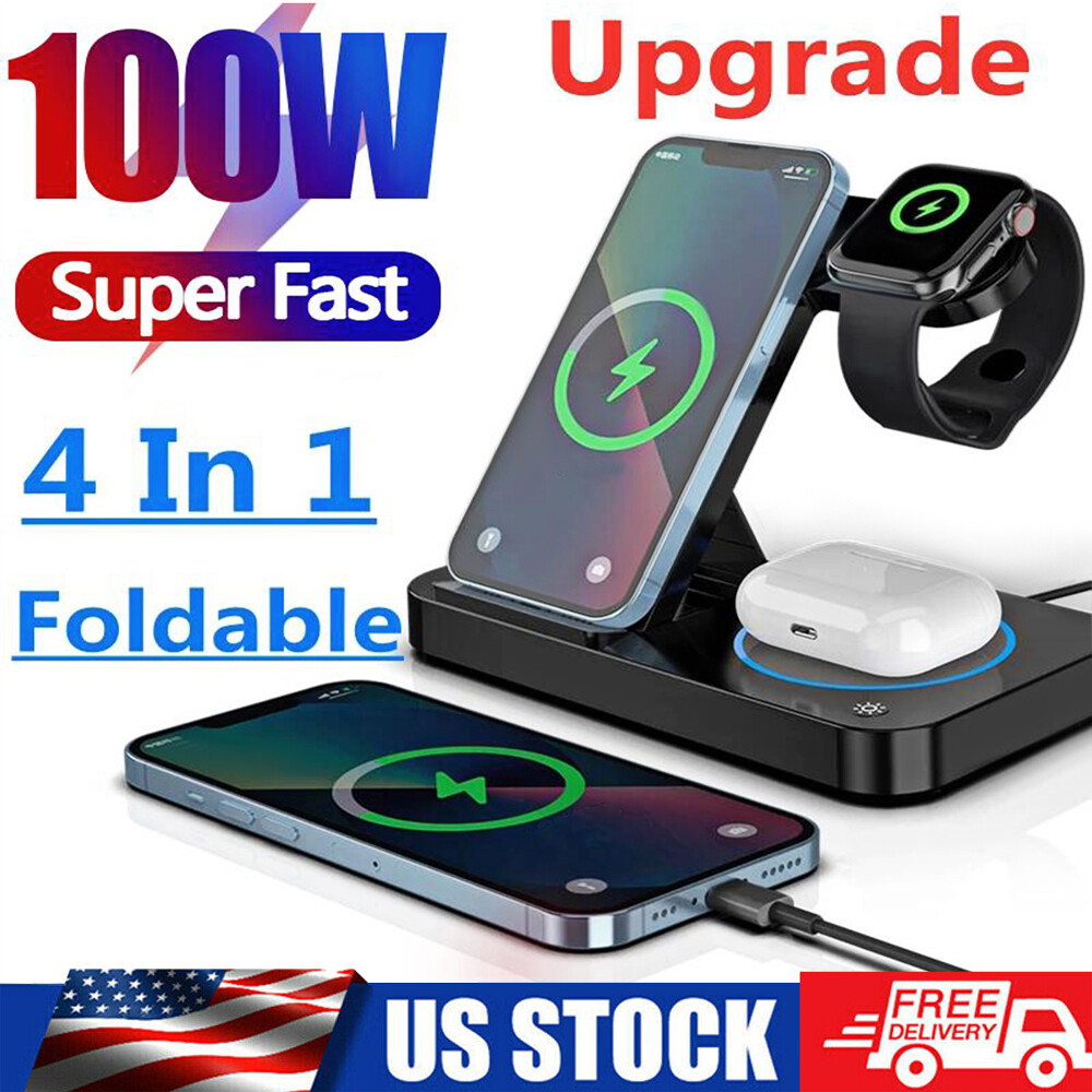 3In1 Wireless Charger Fast Charging Station Dock For Apple Watch Air Pods iPhone