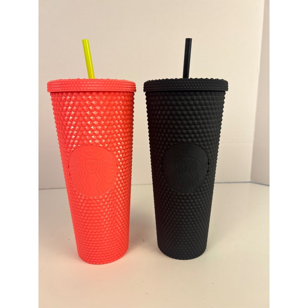 Starbucks 24 oz Studded Tumbler Set, Pink and Black, Limited Edition Cold Cup