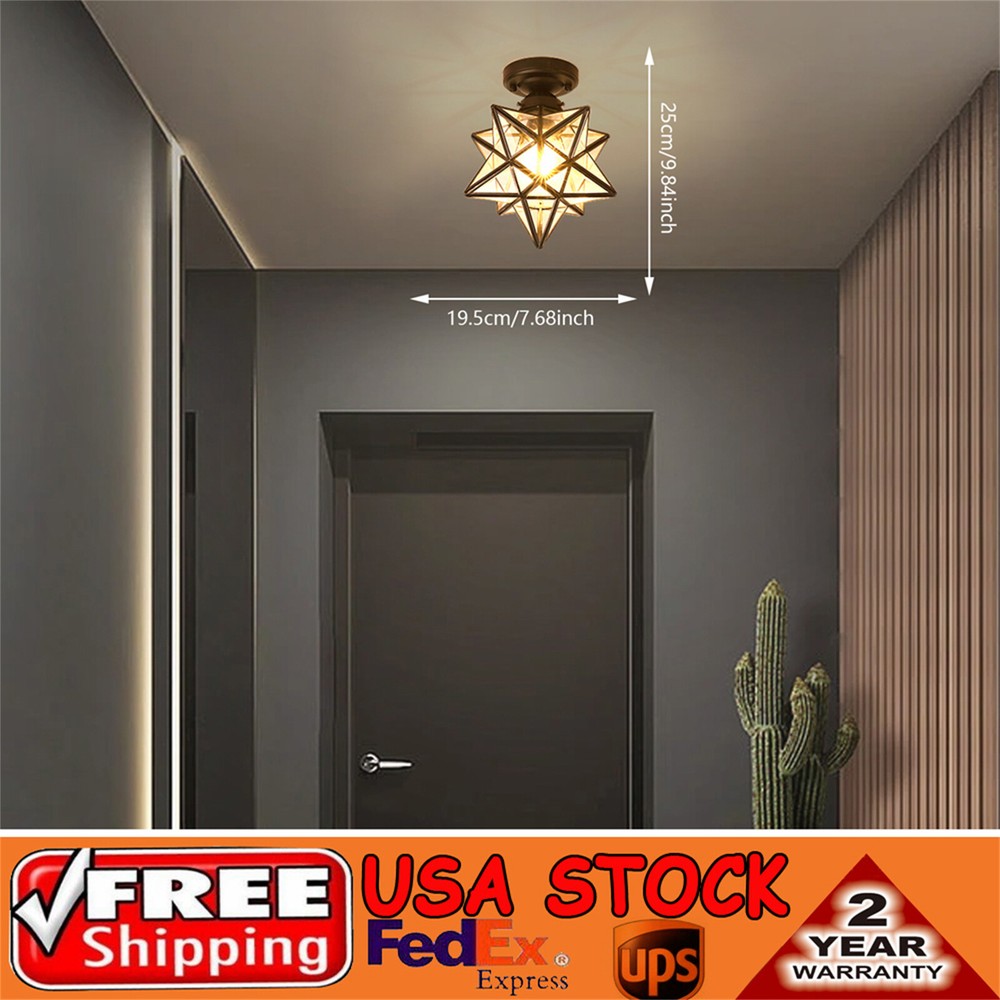 Moravian Star Flush Mount Ceiling Light Shade Clear Glass Star Light Fixtures US