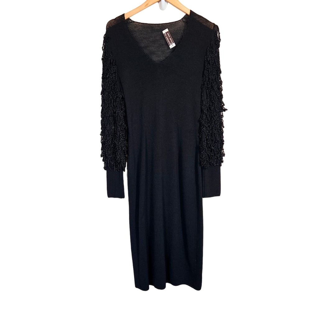 Milton Ford For Patricele LTD Black Long Sleeve Knit Dress Vintage Whimsygoth