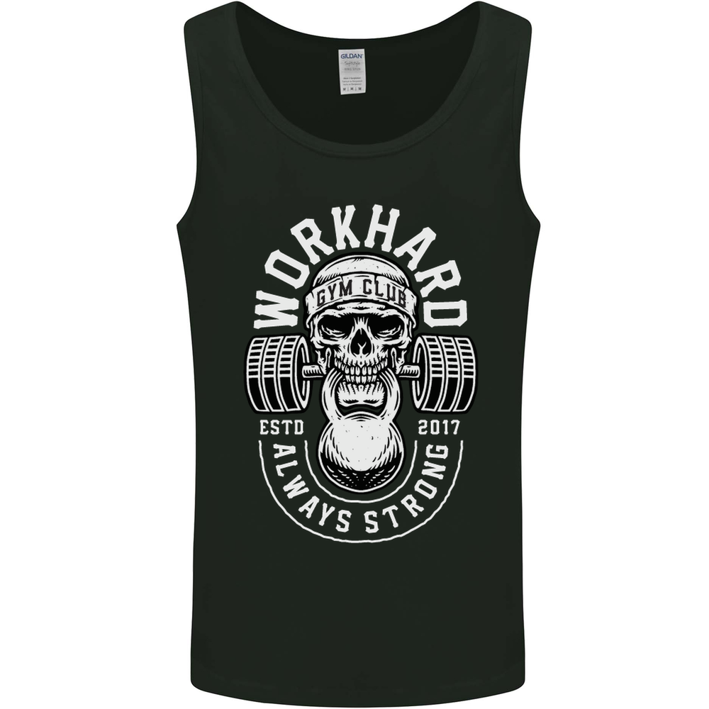 Work Hard Gym Training Top Workout Weights Mens Vest Tank Top