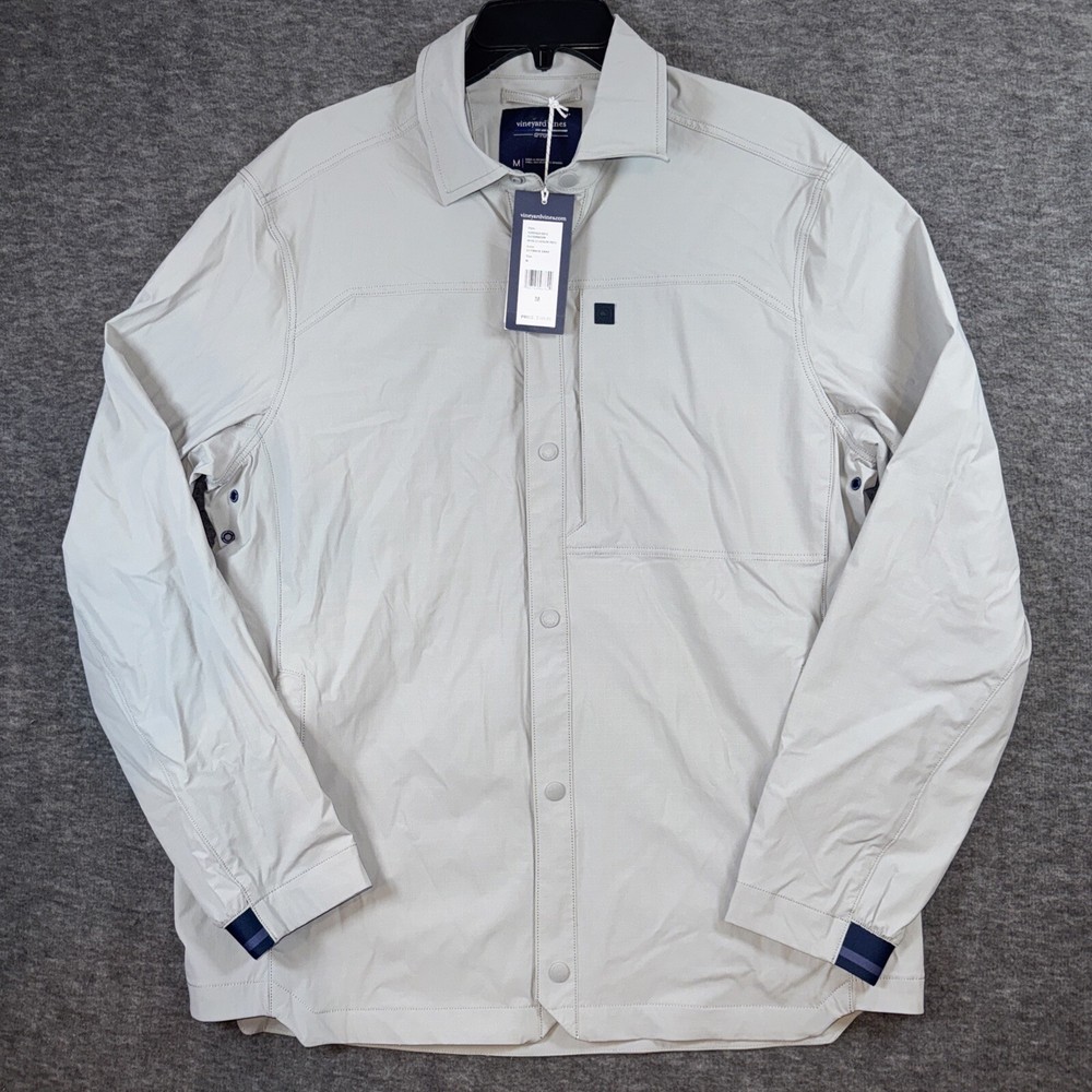 Vineyard Vines Men On The Go Snap Front Overshirt Ultimate Gray Pocket Sz M NEW
