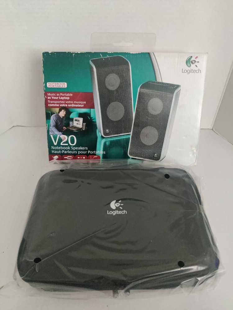 Logitech V20 USB Laptop or Notebook Travel Speakers with Case - New, Open Box