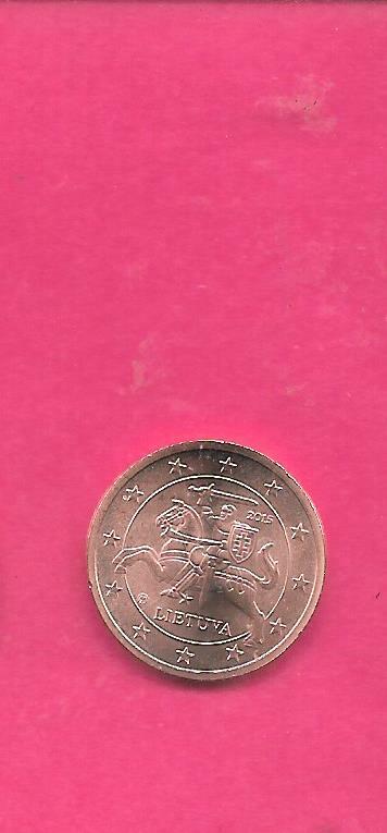 LITHUANIA KM207 2015 UNCIRCULATED-UNC MINT-BU 5 EURO CENTS COIN