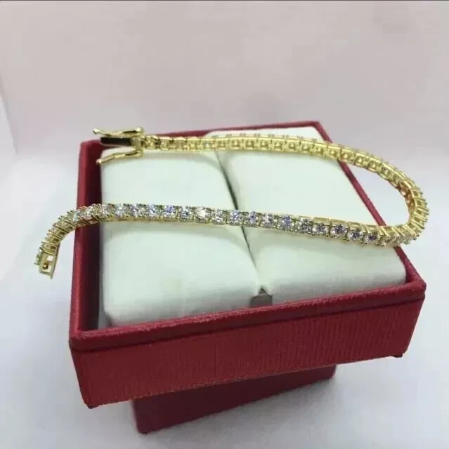 8Ct Round Lab Diamond Tennis Bracelet in 14K Yellow Gold Plated 7 Inches