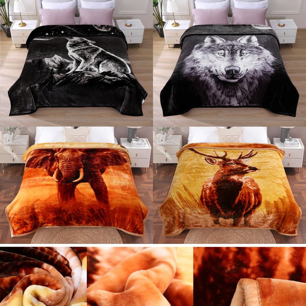 Animal Floral Thick Heavy Blanket Winter Warm Korean Mink Bed Blanket Queen King