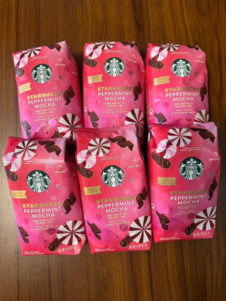 Starbucks Coffee Peppermint Mocha Ground Light Roast 11 oz 6 Bag BB04/25/2026