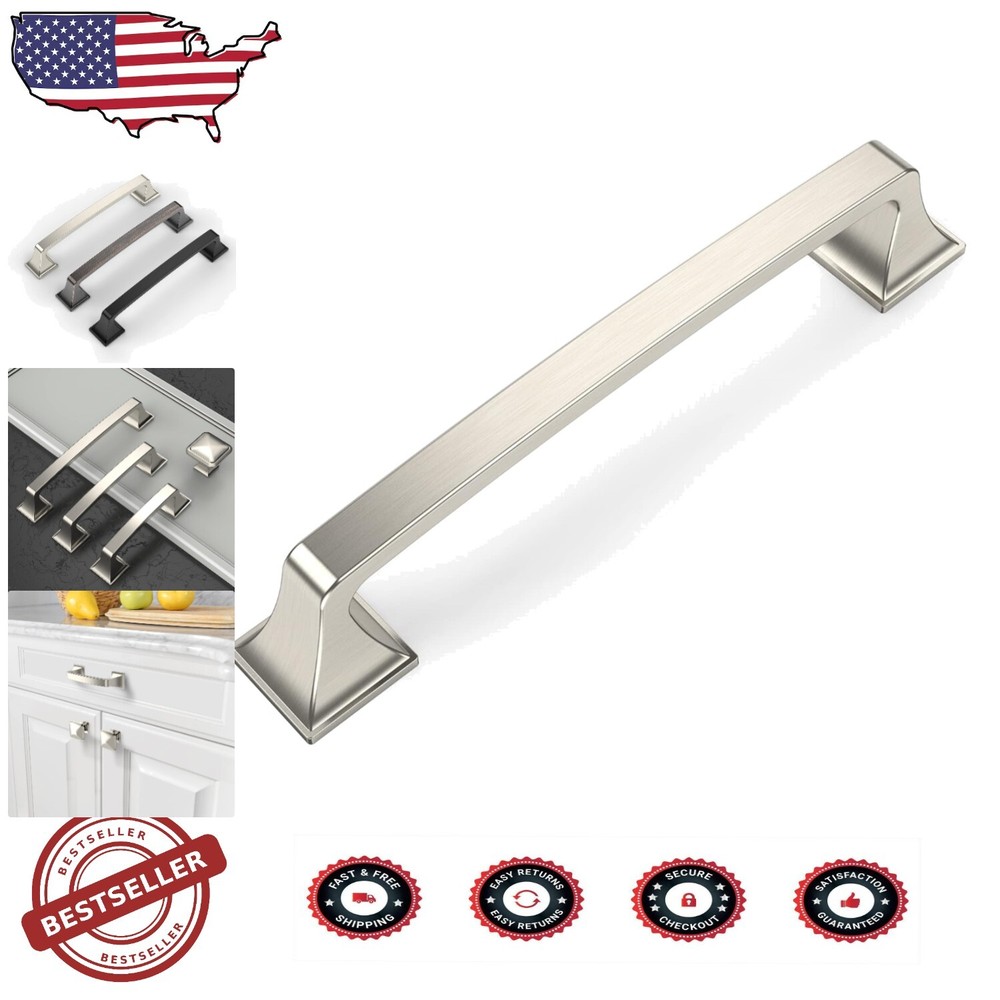 Stylish 10 Count Brushed Satin Nickel Pull Handles - Perfect for Cabinets & More