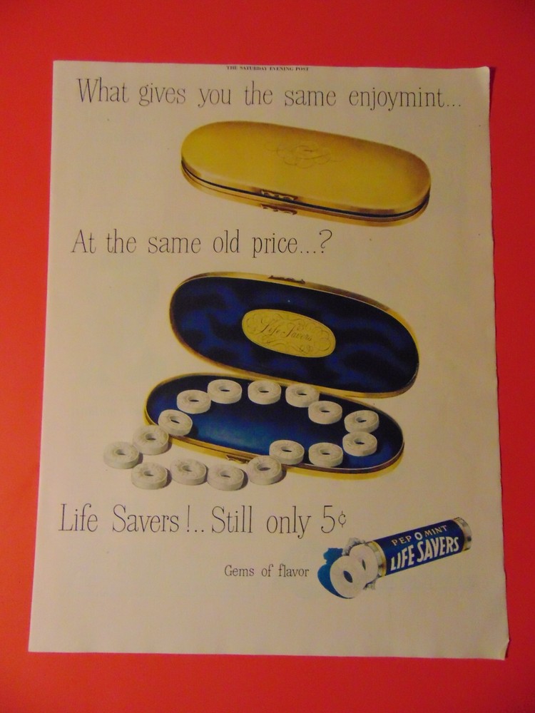 1948 LIFE SAVERS in Jewlery Case photo art print ad