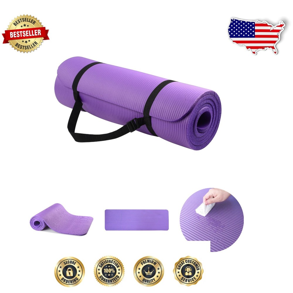 GoYoga All Purpose Black Yoga Mat - Lightweight, Moisture Resistant, 71