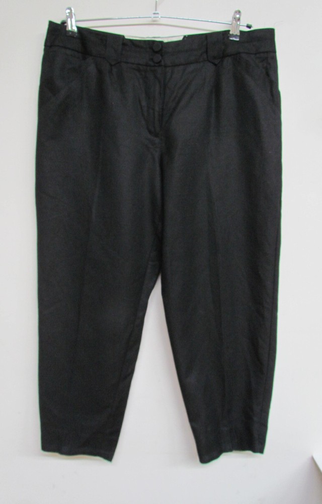 Next Linen Trousers Size 18 Womens Black Crop Linen Cotton Mix  AL371LG