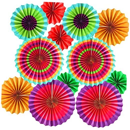 Hanging Paper Fans Fiesta Party Decorations SuppliesPCS Photo Props for 24