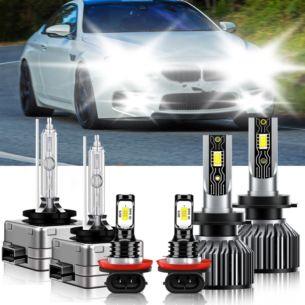 For BMW M6 2011-2011 LED Headlight High/Low+Fog light Combo Bulbs 6500K White