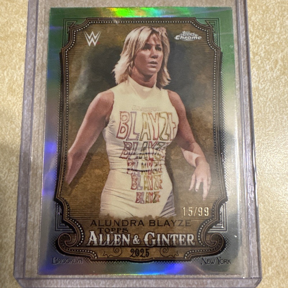 2025 Topps Chrome WWE Alundra Blayze Allen and Ginter Neon Green Refractor /99
