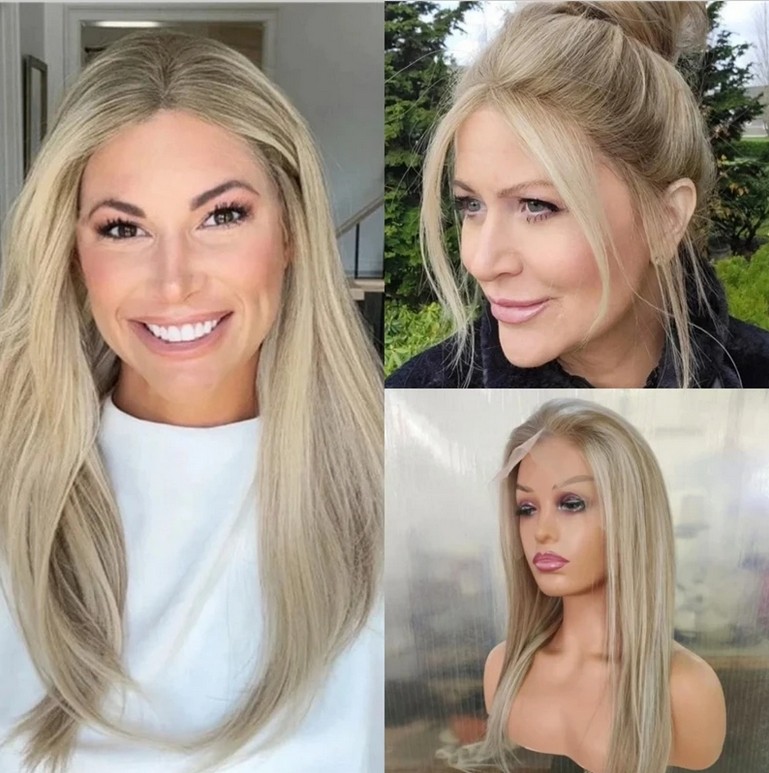 Ombre Ash Blonde Highlight 100% Human Hair 13x4 Lace Front Wigs for Women