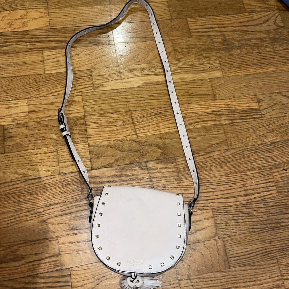 Victoria's Secret Pink Boho Crossbody Bag with Studded Strap & Tassels