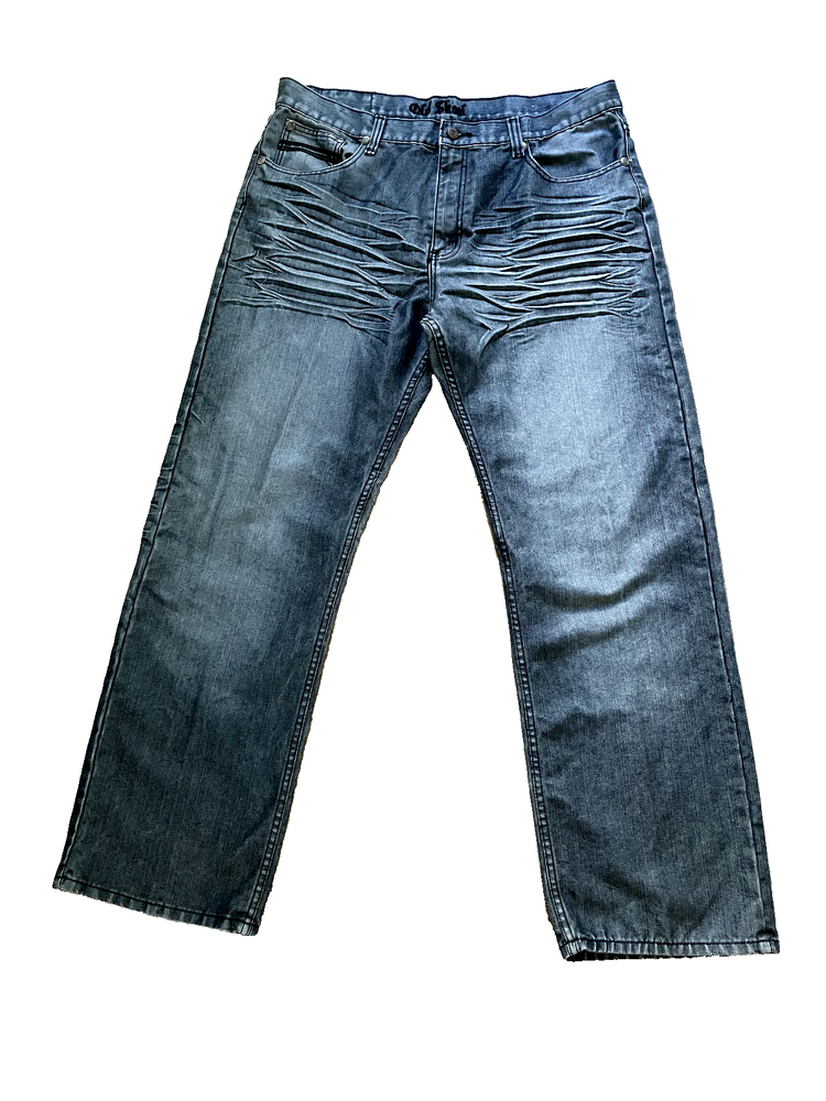 Old Skool Jeans Mens 40x32 Baggy Dark Wash Hip Hop Skater Grung Y2K Cyber