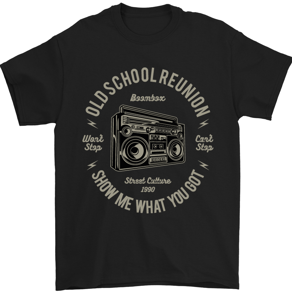 Old School Reunion Ghettoblaster Music DJ Mens T-Shirt 100% Cotton