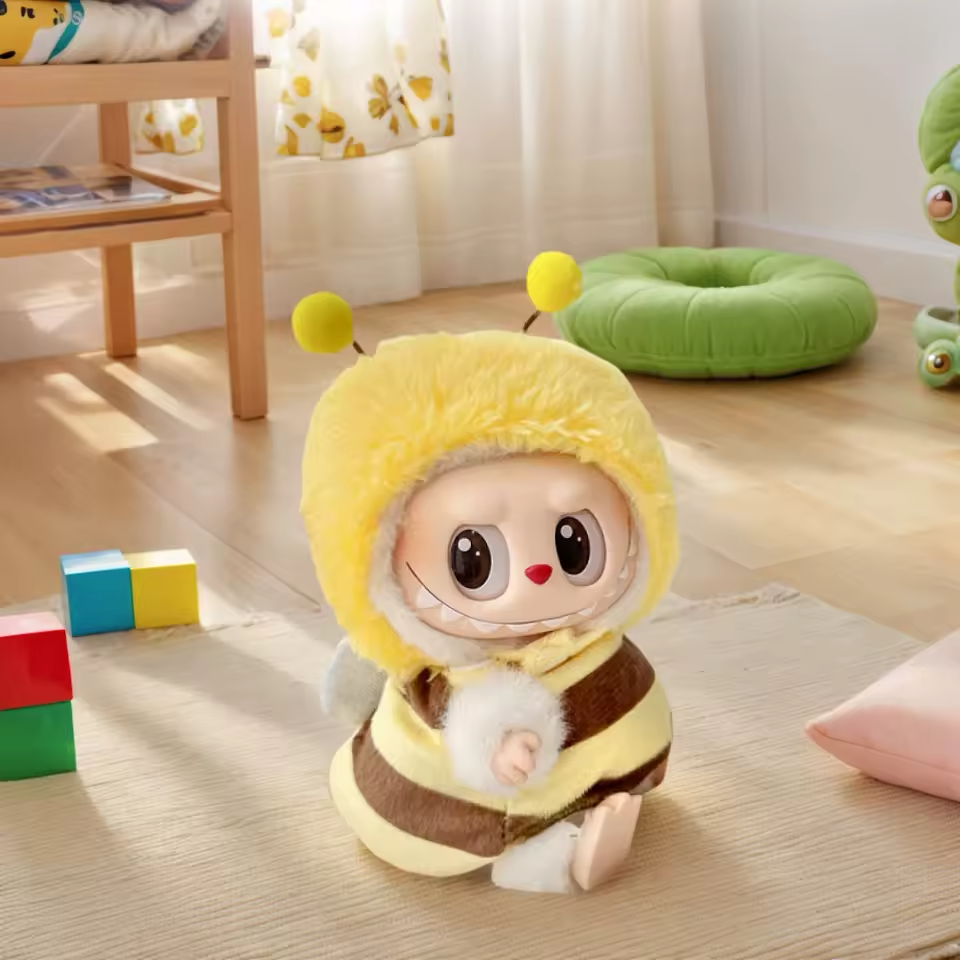 Custom DIY Outfits for 17cm Labubu Doll - Shark, Bee & Dino Styles