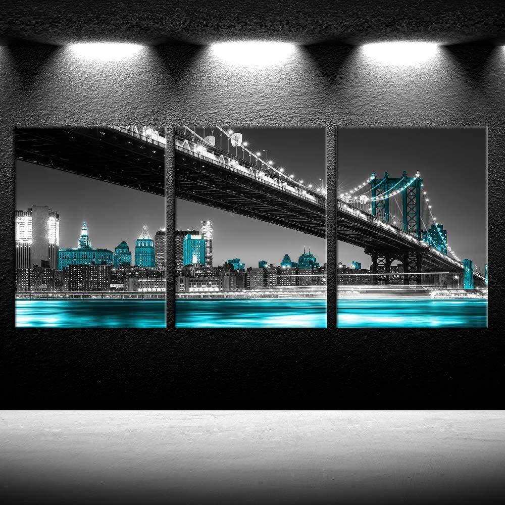 Black & White NYC Skyline Wall Art - 3 Panel Manhattan Canvas Print iKNOW FOTO