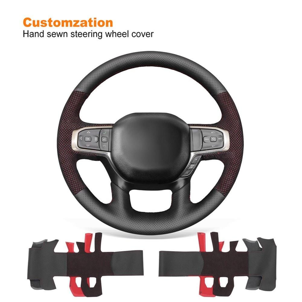 Mesh Alcanatra Leather Steering Wheel Cover for Dodge Ram 1500 2019 2020-2021