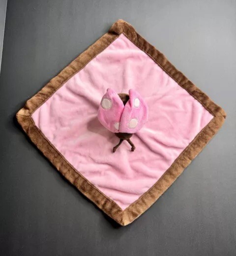 Tiddliwinks Pink Cute Ladybug Brown Security Blanket Baby Lovey Lovie Snuggles