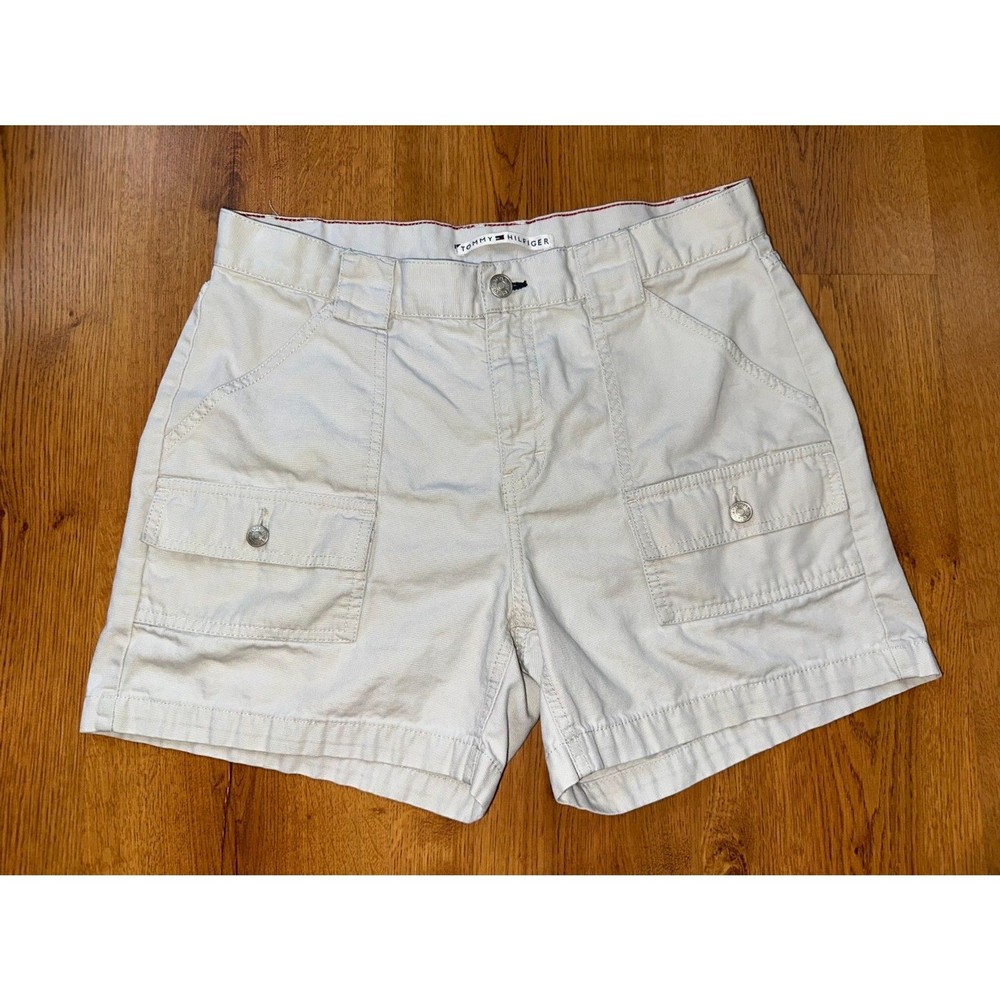 Vintage Y2K Tommy Hilfiger White Khaki Cargo Shorts Women's Size 10