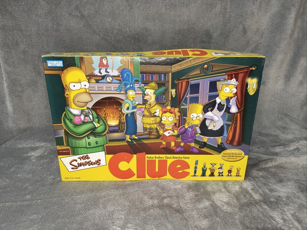 The Simpsons Clue 2nd Edition Board Game Complete Bart Homer Collectible 2002