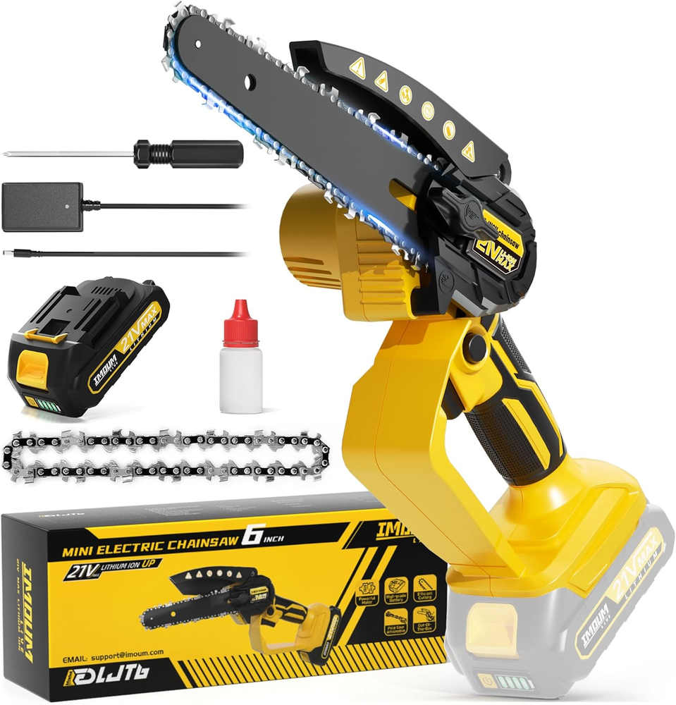 6 Inch Cordless Mini Chainsaw with 2.0Ah Battery - Electric & Portable
